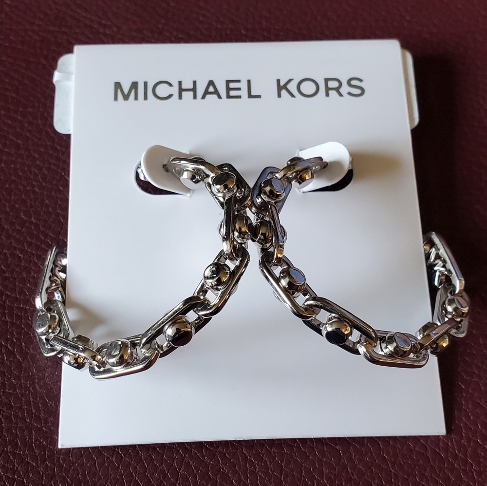 Michael Kors Astor Link Hoop Earrings.